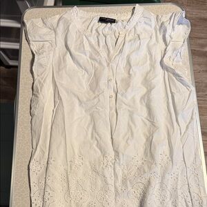 Lane Bryant White Ruffled Blouse